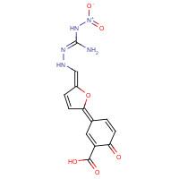 (3E)-3-[(5E)-5-[[(2E)-2-[amino(nitramido)methylidene]hydrazinyl]methylidene]furan-2-ylidene]-6-oxocyclohexa-1,4-diene-1-carboxylic acid (CAS: 715-24-8) - Chemical Structure and Molecular Formula 