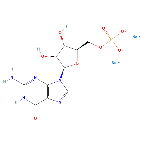 Guanosine 5-monophosphate,disodium salt (CAS: 5550-12-9) - Chemical Structure and Molecular Formula 