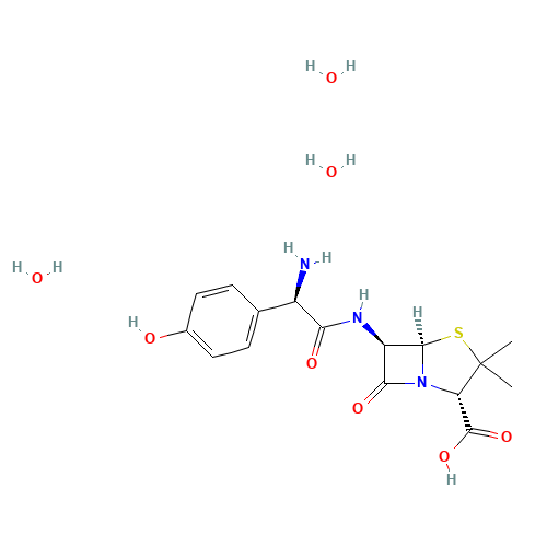 Amoxicillin trihydrate (CAS: 61336-70-7) - Chemical Structure and Molecular Formula 