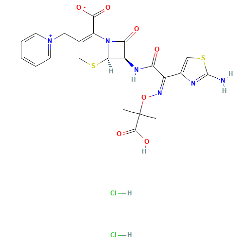 1-[[(6R,7R)-7-[[(2Z)-(2-Amino-4-thiazolyl)[(1-carboxy-1-methylethoxy)imino]acetyl]amino]-2-carboxy-8-oxo-5-thia-1-azabicyclo[4.2.0]oct-2-en-3-yl]methyl]pyridinium chloride monohydrochloride (CAS: 73547-70-3) - Related Chemical Product