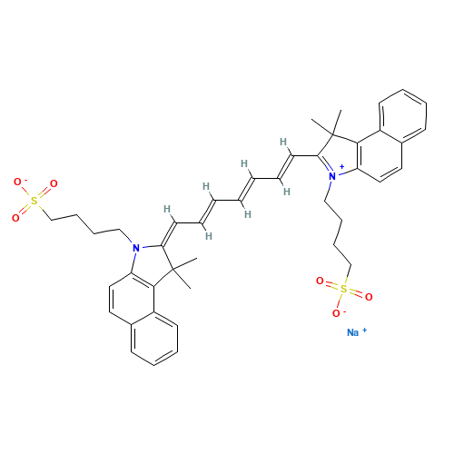 Sodium 2-(7-(3,3-dimethyl-1-(4-sulfonatobutyl)benz(e)indolin-2-ylidene)hepta-1,3,5-trien-1-yl)-3,3-dimethyl-1-(4-sulfonatobutyl)benz[e]indolinium (CAS: 3599-32-4) - Related Chemical Product