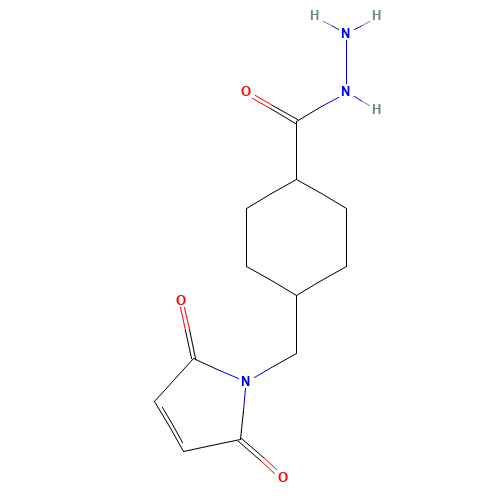 4-(MALEIMIDOMETHYL)CYCLOHEXANE-1-CARBOXYL-HYDRAZIDE,TRIFLUOROACETIC ACID (CAS: 181148-00-5) - Chemical Structure and Molecular Formula 
