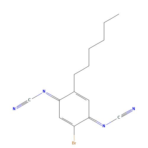 (2-Bromo-5-hexyl-2,5-cyclohexadiene-1,4-diylidene)bis-cyanamide (CAS: 121720-53-4) - Related Chemical Product