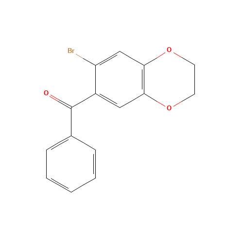 (7-BROMO-2,3-DIHYDRO-1,4-BENZODIOXIN-6-YL)(PHENYL)METHANONE (CAS: 159175-58-3) - Chemical Structure and Molecular Formula 