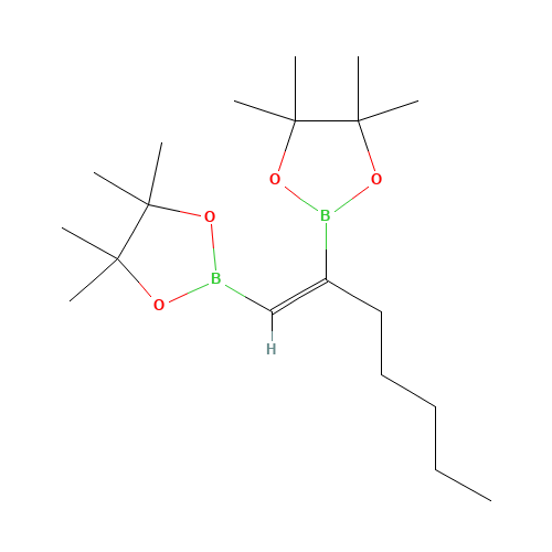 1-CIS-1,2-BIS(4,4,5,5-TETRAMETHYL-1,3,2-DIOXABOROLAN-2-YL)HEPTENE (CAS: 307531-74-4) - Chemical Structure and Molecular Formula 