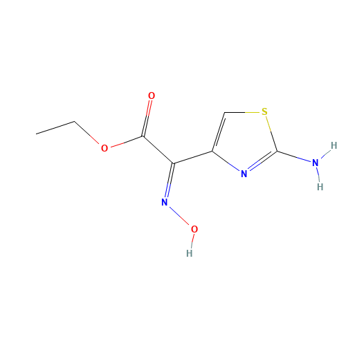 Ethyl 2-(2-aminothiazole-4-yl)-2-hydroxyiminoacetate (CAS: 64485-82-1) - Chemical Structure and Molecular Formula 