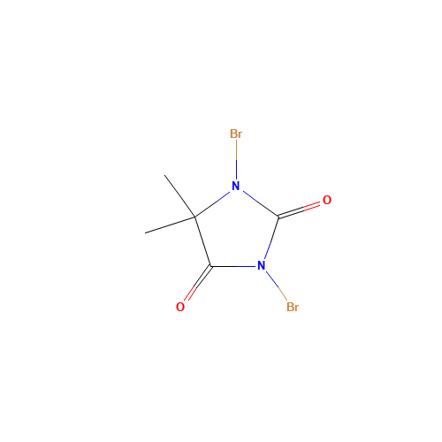 1,3-Dibromo-5,5-dimethylhydantoin (CAS: 77-48-5) - Chemical Structure and Molecular Formula 