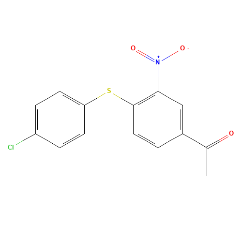 1-(4-[(4-CHLOROPHENYL)THIO]-3-NITROPHENYL)ETHAN-1-ONE (CAS: 19688-55-2) - Chemical Structure and Molecular Formula 