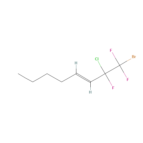 1-BROMO-2-CHLORO-1,1,2-TRIFLUORO-3-OCTENE (CAS: 30428-56-9) - Chemical Structure and Molecular Formula 