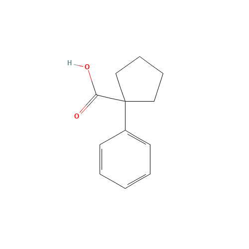 1-Phenylcyclopentanecarboxylic acid (CAS: 77-55-4) - Chemical Structure and Molecular Formula 