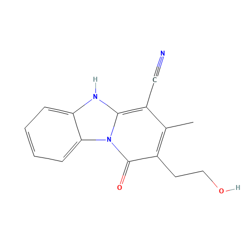 2-(2-HYDROXYETHYL)-3-METHYL-1-OXO-1,5-DIHYDROPYRIDO[1,2-A]BENZIMIDAZOLE-4-CARBONITRILE (CAS: 166671-26-7) - Related Chemical Product