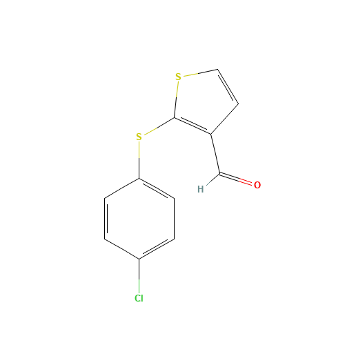 2-[(4-CHLOROPHENYL)THIO]THIOPHENE-3-CARBALDEHYDE (CAS: 306935-23-9) - Chemical Structure and Molecular Formula 