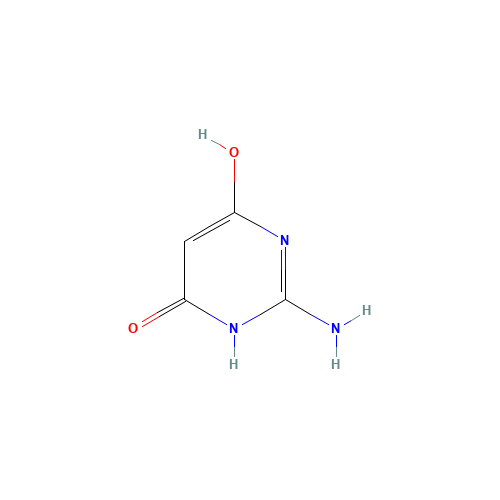2-Amino-4,6-dihydroxypyrimidine (CAS: 56-09-7) - Chemical Structure and Molecular Formula 