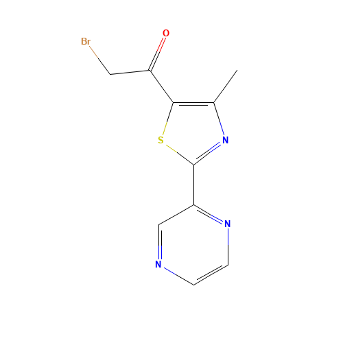 2-BROMO-1-[4-METHYL-2-(2-PYRAZINYL)-1,3-THIAZOL-5-YL]-1-ETHANONE (CAS: 423768-43-8) - Chemical Structure and Molecular Formula 