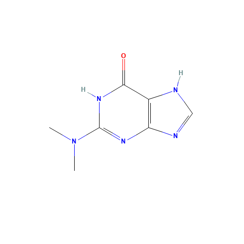 2-DIMETHYLAMINO-6-HYDROXYPURINE (CAS: 1445-15-4) - Chemical Structure and Molecular Formula 