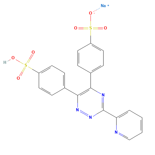 Sodium 3-(pyridin-2-yl)-1,2,4-triazine-5,6-diyl]bis(benzene-4,4'-sulphonate) hydrate (CAS: 69898-45-9) - Chemical Structure and Molecular Formula 