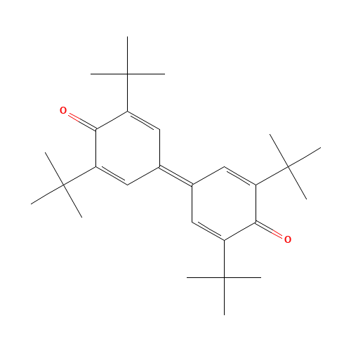 3,3',5,5'-Tetra-tert-butyldiphenoquinone (CAS: 2455-14-3) - Chemical Structure and Molecular Formula 