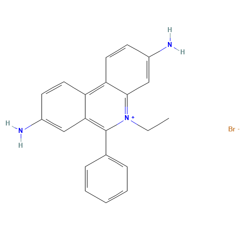 Ethidium bromide (CAS: 1239-45-8) - Chemical Structure and Molecular Formula 