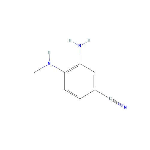 3-AMINO-4-(METHYLAMINO)BENZONITRILE (CAS: 64910-46-9) - Chemical Structure and Molecular Formula 