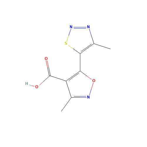 3-METHYL-5-(4-METHYL-1,2,3-THIADIAZOL-5-YL)ISOXAZOLE-4-CARBOXYLIC ACID (CAS: 263385-59-7) - Chemical Structure and Molecular Formula 