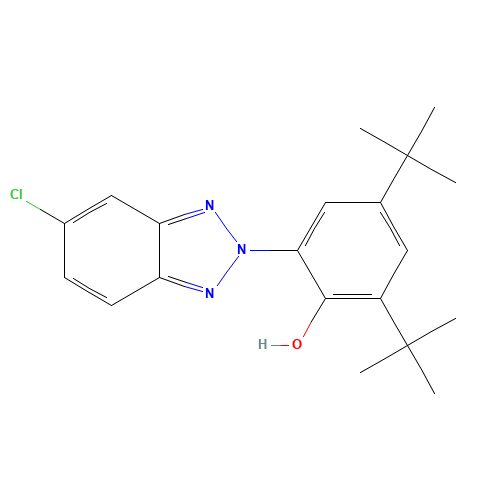 2-(2'-Hydroxy-3',5'-di-tert-butylphenyl)-5-chlorobenzotriazole (CAS: 3864-99-1) - Chemical Structure and Molecular Formula 