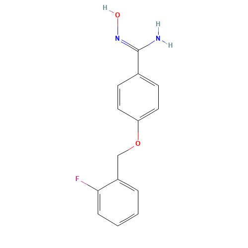 4-[(2-FLUOROBENZYL)OXY]-N'-HYDROXYBENZENECARBOXIMIDAMIDE (CAS: 261965-35-9) - Chemical Structure and Molecular Formula 