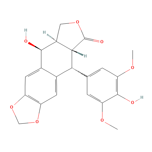 4'-Demethylepipodophyllotoxin (CAS: 6559-91-7) - Chemical Structure and Molecular Formula 