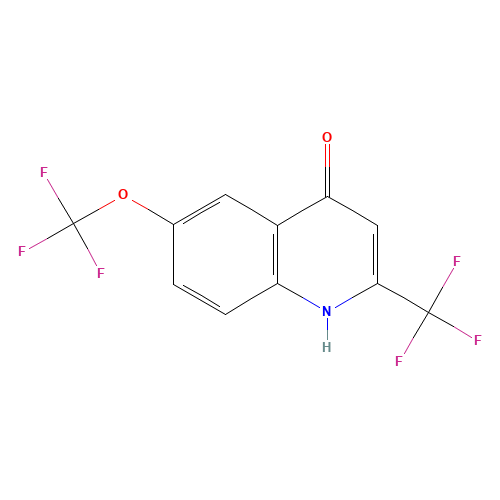 4-HYDROXY-6-(TRIFLUOROMETHOXY)-2-(TRIFLUOROMETHYL)QUINOLINE (CAS: 125647-79-2) - Chemical Structure and Molecular Formula 