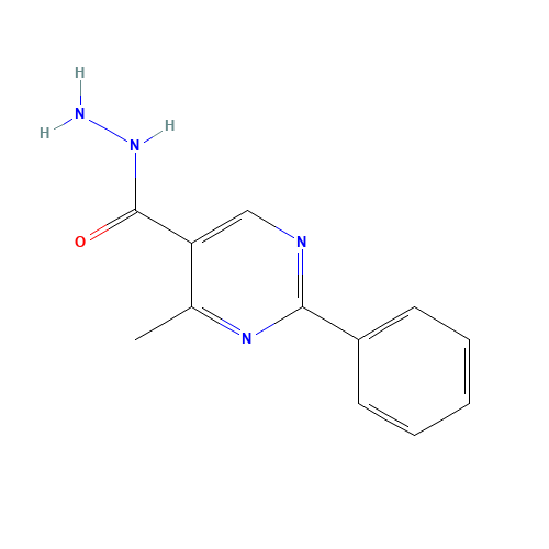 4-METHYL-2-PHENYL-5-PYRIMIDINECARBOHYDRAZIDE (CAS: 100517-70-2) - Chemical Structure and Molecular Formula 