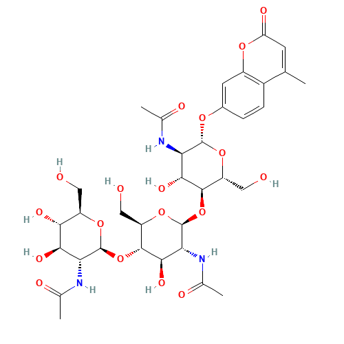 4-METHYLUMBELLIFERYL-N,N',N''-TRIACETYL-BETA-CHITOTRIOSIDE (CAS: 53643-13-3) - Related Chemical Product