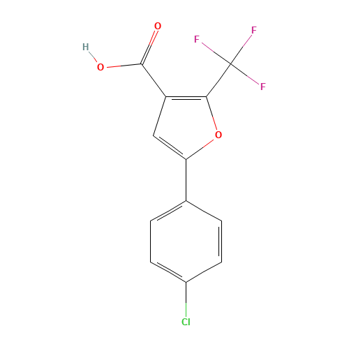 5-(4-CHLOROPHENYL)-2-(TRIFLUOROMETHYL)FURAN-3-CARBOXYLIC ACID (CAS: 175276-60-5) - Chemical Structure and Molecular Formula 