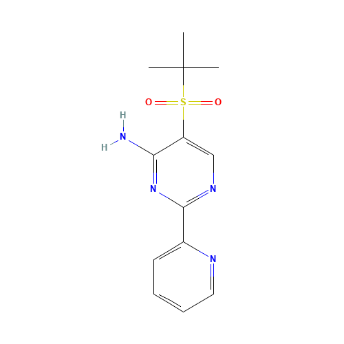 5-(TERT-BUTYLSULFONYL)-2-(2-PYRIDYL)PYRIMIDIN-4-AMINE (CAS: 175202-19-4) - Chemical Structure and Molecular Formula 
