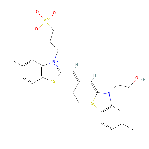 5,5'-DIMETHYL-9-ETHYL-3-(2-HYDROXY-ETHYL)-3'-(3-SULFOPROPYL)THIACARBOCYANINE BETAINE (CAS: 52525-52-7) - Related Chemical Product
