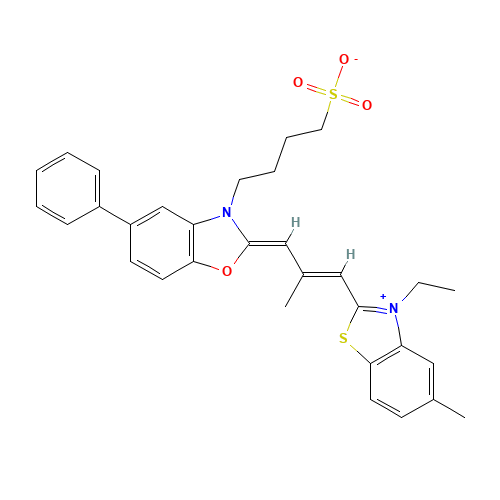5,9-DIMETHYL-3-ETHYL-5'-PHENYL-3'-(4-SULFOBUTYL)OXATHIACARBOCYANINE BETAINE (CAS: 77837-26-4) - Related Chemical Product