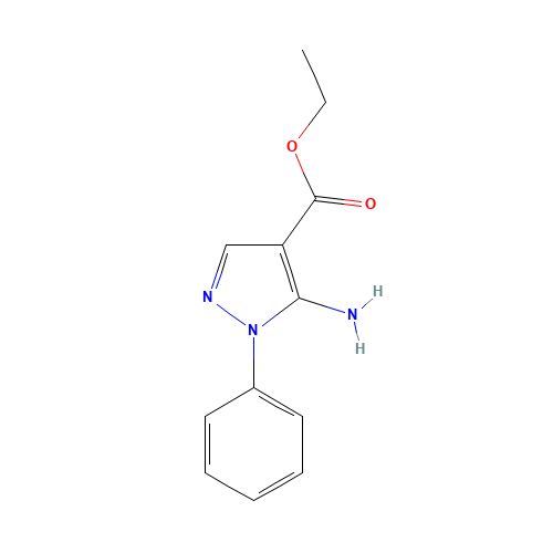5-AMINO-4-CARBETHOXY-1-PHENYLPYRAZOLE (CAS: 16078-71-0) - Chemical Structure and Molecular Formula 