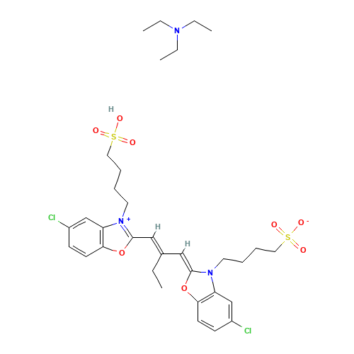 5-CHLORO-2-(2-[(5-CHLORO-3-(4-SULFOBUTYL)-2(3H)-BENZOXAZOLYLIDENE)METHYL]-1-BUTENYL)-3-(4-SULFOBUTYL)-BENZOXAZOLIUM HYDROXIDE,INNER SALT TRIETHYLAMIN E SALT (CAS: 92771-38-5) - Related Chemical Product