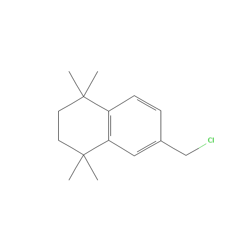 6-(CHLOROMETHYL)-1,1,4,4-TETRAMETHYL-1,2,3,4-TETRAHYDRONAPHTHALENE (CAS: 163117-71-3) - Chemical Structure and Molecular Formula 