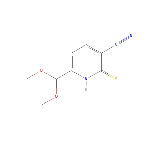 6-(DIMETHOXYMETHYL)-2-MERCAPTONICOTINONITRILE (CAS: 175277-23-3) - Chemical Structure and Molecular Formula 