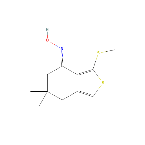 6,6-DIMETHYL-3-(METHYLTHIO)-4,5,6,7-TETRAHYDROBENZO[C]THIOPHEN-4-ONE OXIME (CAS: 175202-71-8) - Chemical Structure and Molecular Formula 