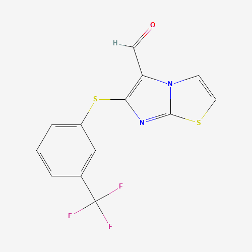 6-([3-(TRIFLUOROMETHYL)PHENYL]SULFANYL)IMIDAZO[2,1-B][1,3]THIAZOLE-5-CARBALDEHYDE (CAS: 175277-56-2) - Chemical Structure and Molecular Formula 