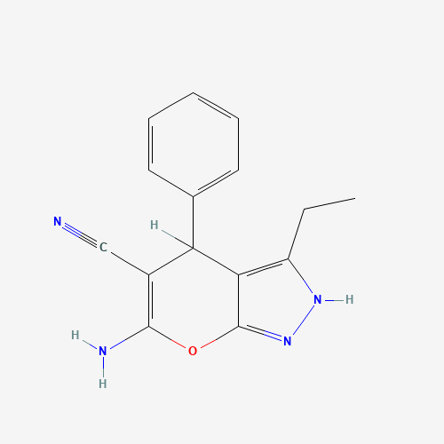 6-AMINO-3-ETHYL-4-PHENYL-1,4-DIHYDROPYRANO[2,3-C]PYRAZOLE-5-CARBONITRILE (CAS: 444790-63-0) - Related Chemical Product