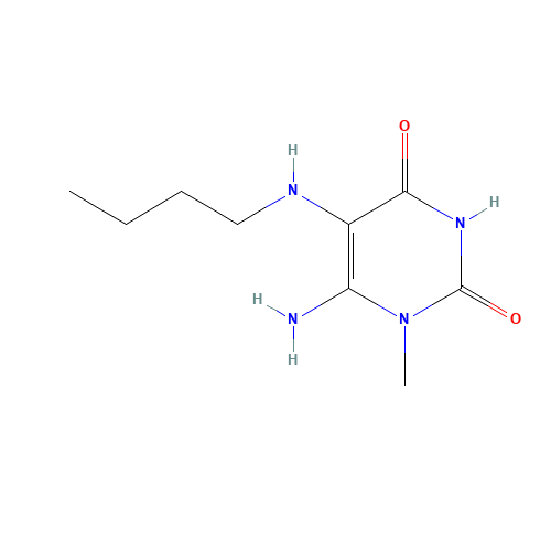 6-AMINO-5-BUTYLAMINO-1-METHYLURACIL (CAS: 131598-63-5) - Chemical Structure and Molecular Formula 
