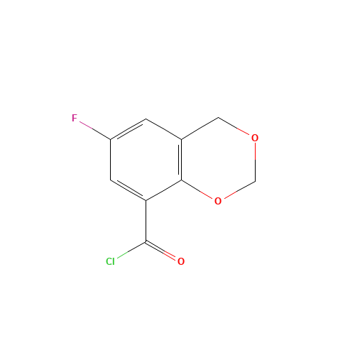 6-FLUORO-1,3-BENZODIOXENE-8-CARBONYL CHLORIDE (CAS: 321309-29-9) - Chemical Structure and Molecular Formula 