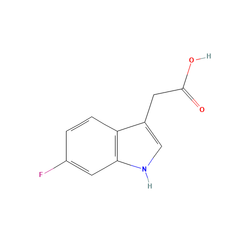 6-FLUOROINDOLE-3-ACETIC ACID (CAS: 443-75-4) - Chemical Structure and Molecular Formula 