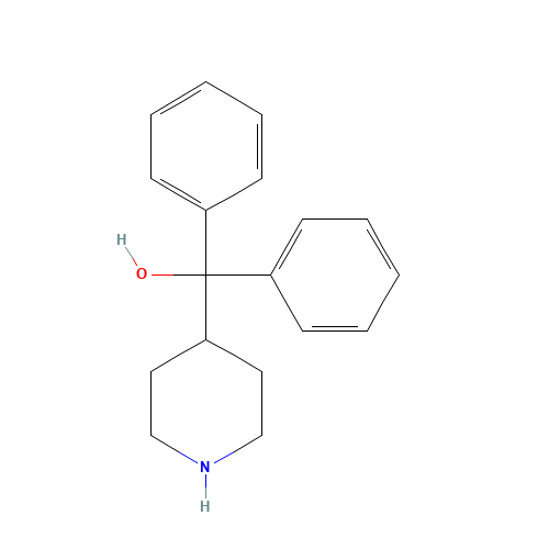 alpha,alpha-Diphenyl-4-piperidinomethanol (CAS: 115-46-8) - Chemical Structure and Molecular Formula 