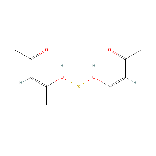 Bis(2,4-pentanedionato-O,O')palladium(II) (CAS: 14024-61-4) - Chemical Structure and Molecular Formula 