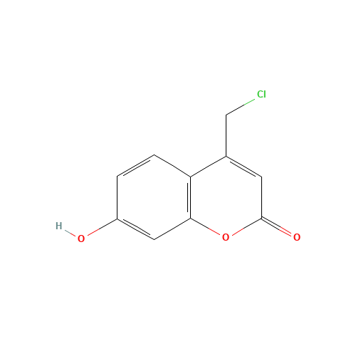 4-(CHLOROMETHYL)-7-HYDROXY-2H-CHROMEN-2-ONE (CAS: 25392-41-0) - Chemical Structure and Molecular Formula 