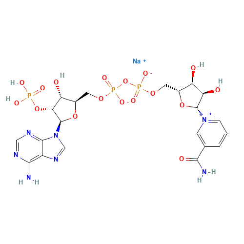 BETA-NICOTINAMIDE ADENINE DINUCLEOTIDE PHOSPHATE SODIUM SALT (CAS: 1184-16-3) - Chemical Structure and Molecular Formula 