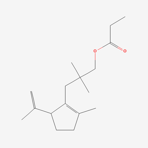 5-isopropenyl-beta,beta,2-trimethylcyclopent-1-ene-1-propyl propionate (CAS: 84012-64-6) - Chemical Structure and Molecular Formula 