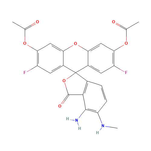 4-Amino-5-methylamino-2',7'-difluorofluoresceindiacetate (CAS: 254109-22-3) - Chemical Structure and Molecular Formula 